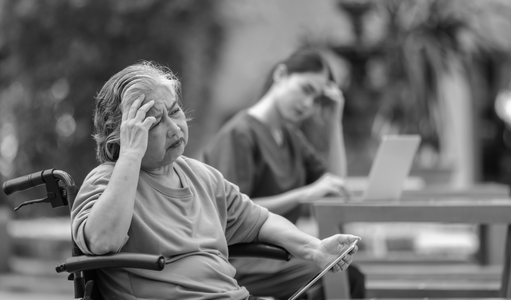 sad old woman