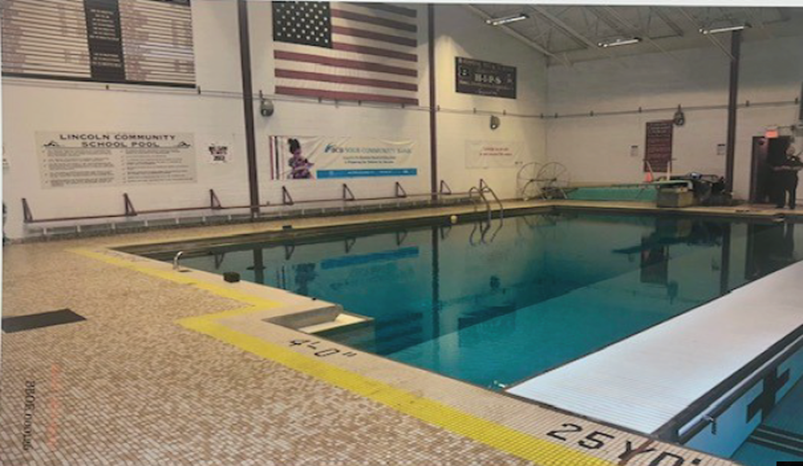 Diving board section of pool