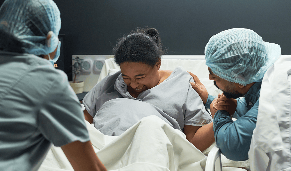 Doctors in child delivery